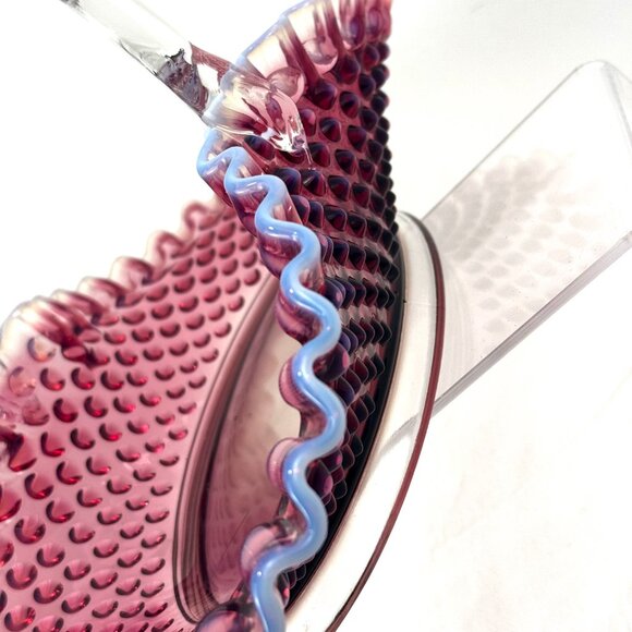 Fenton Plum Opalescent Hobnail Large 12.5" Oval Basket - Picture 10 of 16